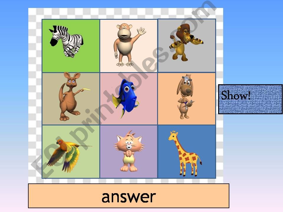 Reveal Puzzle game with animal Gifs 1/4