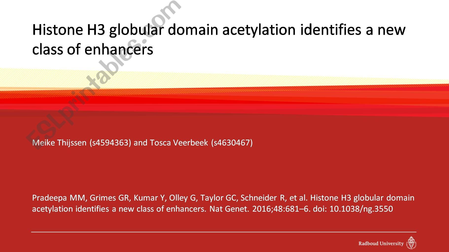 Histone H3 globular domain acetylation