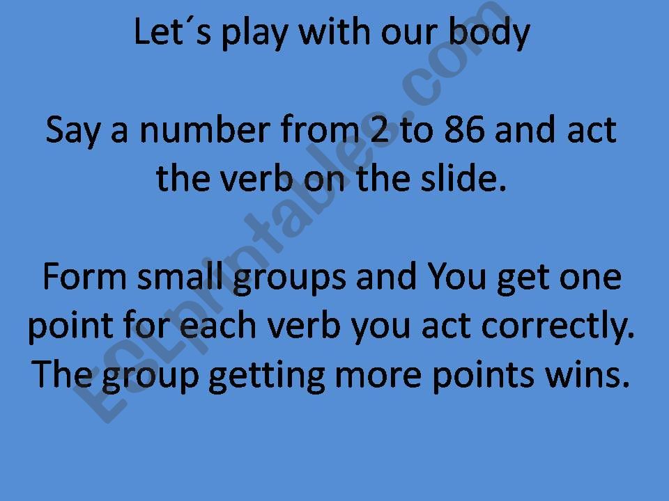 body verbs and actions mimic game