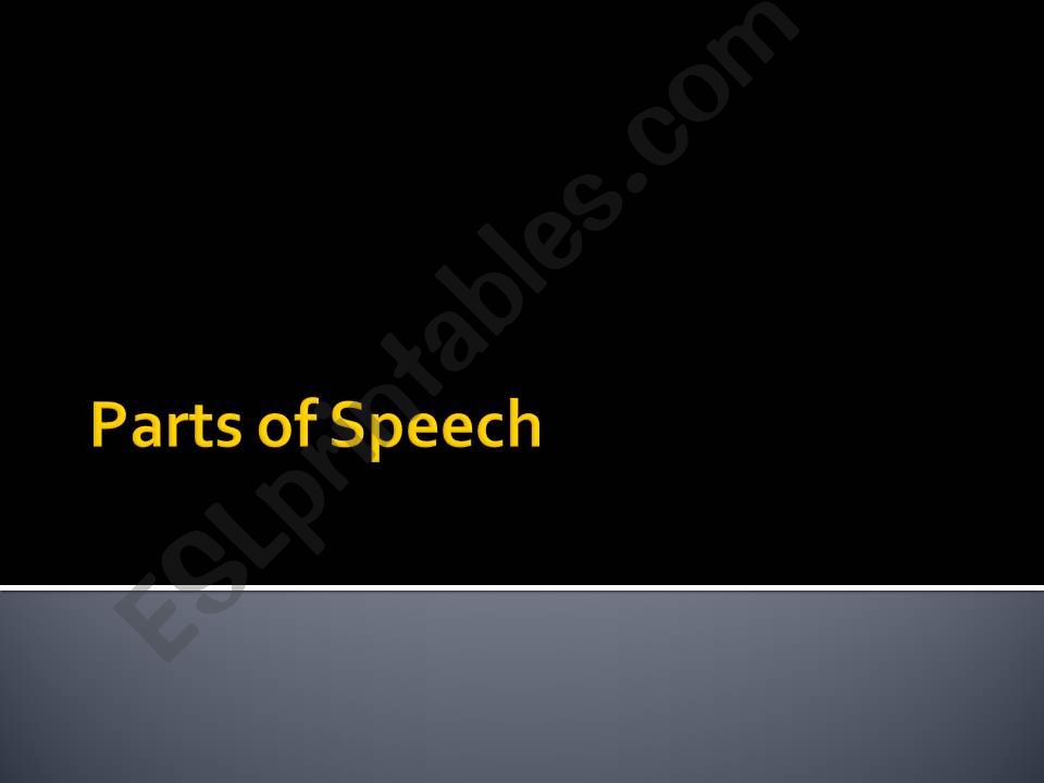 Parts of Speech Interactive PowerPoint