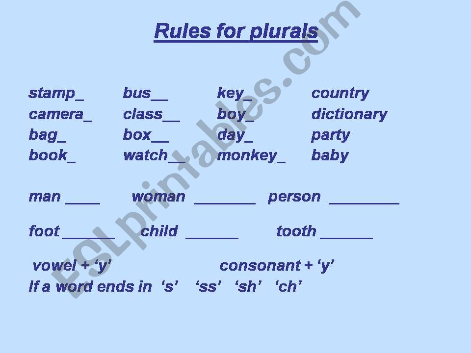 PLURALS powerpoint