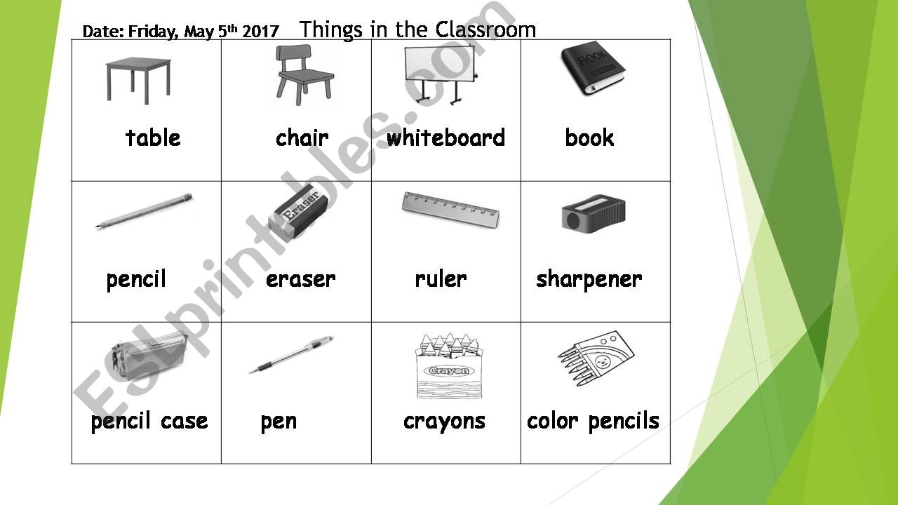 things in classroom powerpoint