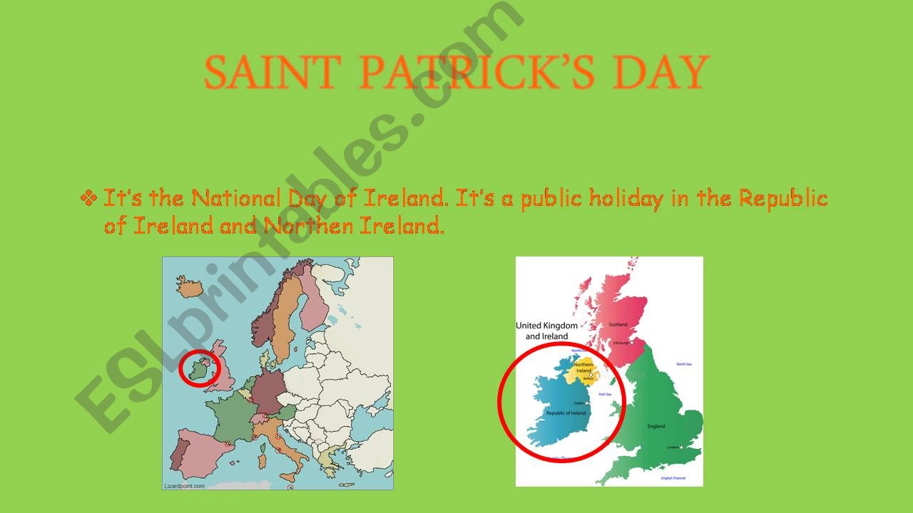 SAINT PATRICKS DAY - PART 1 powerpoint