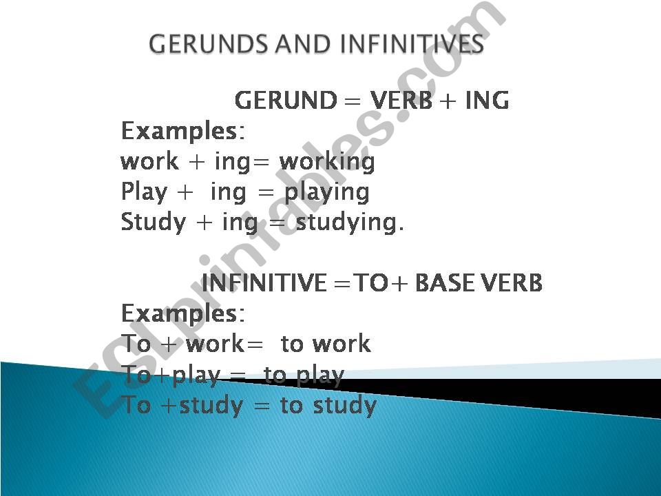 GERUNDS AND INFINITIVES  powerpoint