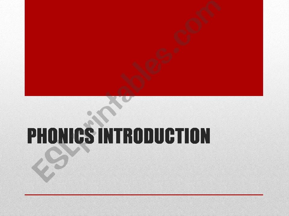 PHONICS INTRODUCTION powerpoint