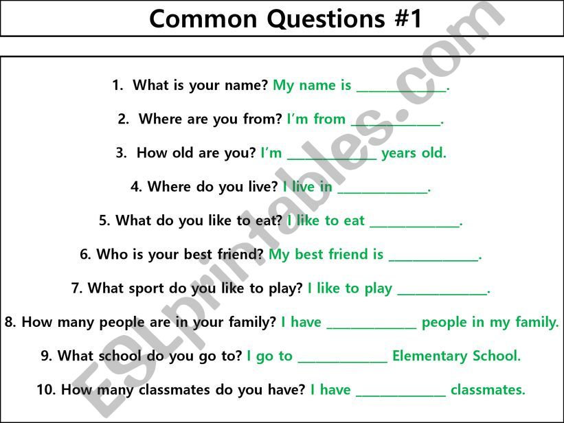 Conversational Questions #1 powerpoint