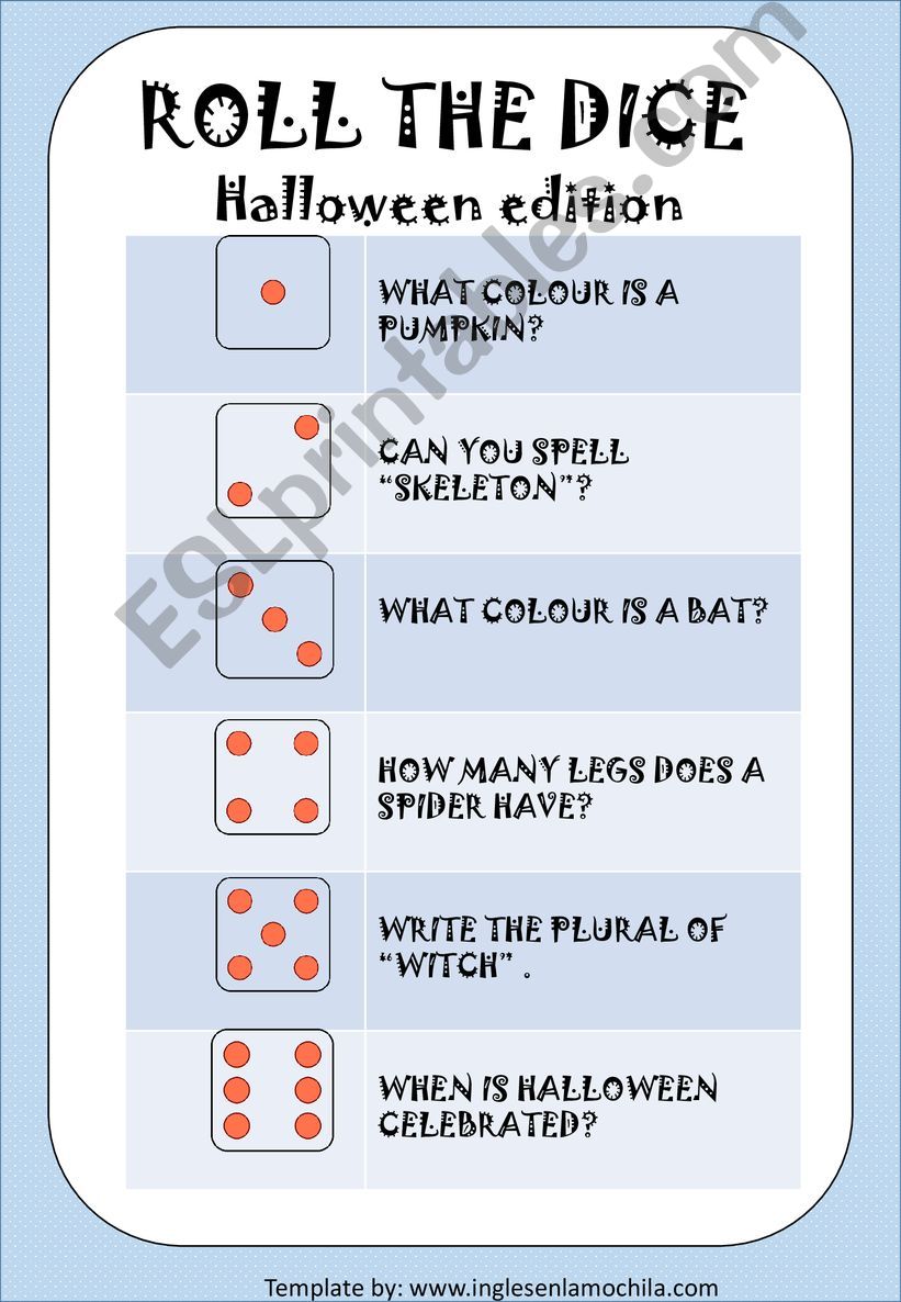 ROLL THE DICE: Halloween edition 