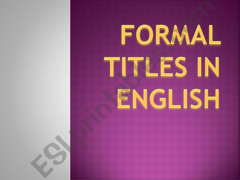 Formal Titles in English powerpoint