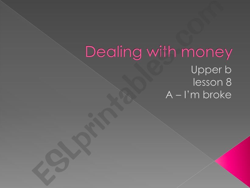 Dealing with money powerpoint