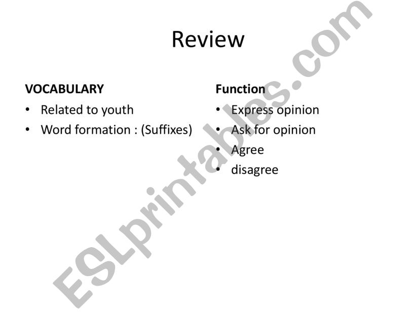 Review of Gifts of youth powerpoint