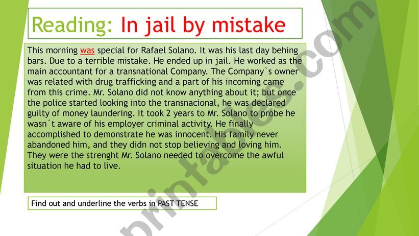 READING IN JAIL BY MISTAKE powerpoint