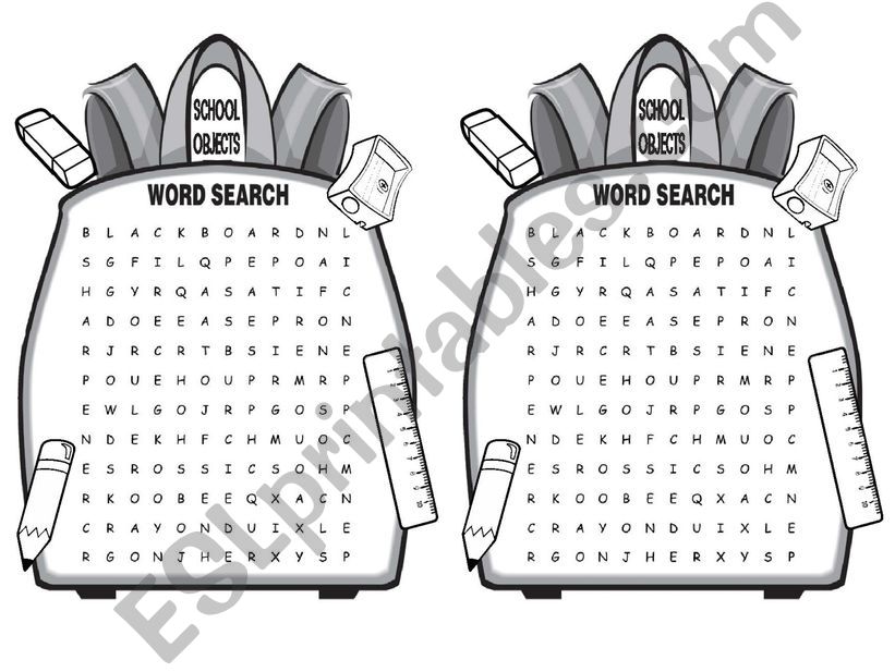 Classroom objects wordsearch powerpoint