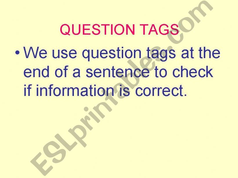 QUESTION TAGS powerpoint