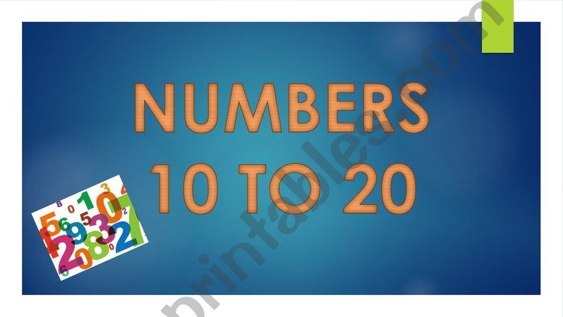 Numbers from 10 to 20 powerpoint
