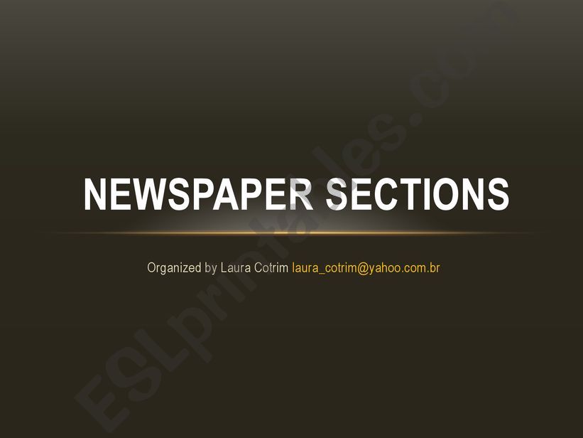 Sections of a Newspaper powerpoint