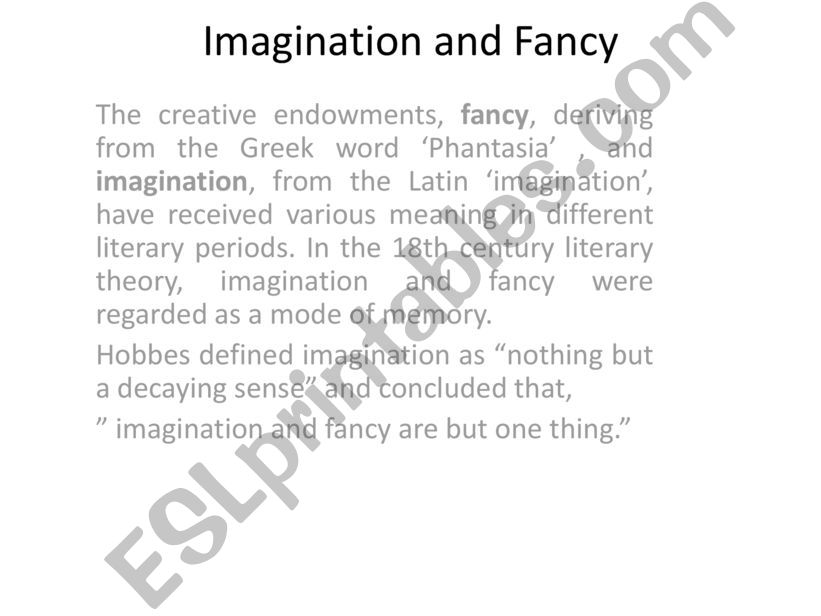 Imagination and Fancy powerpoint