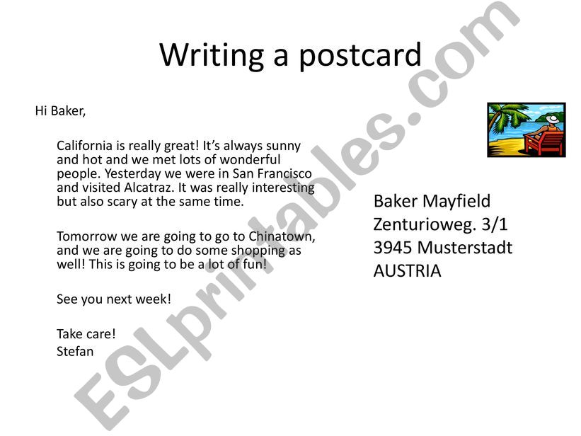 Writing a postcard powerpoint