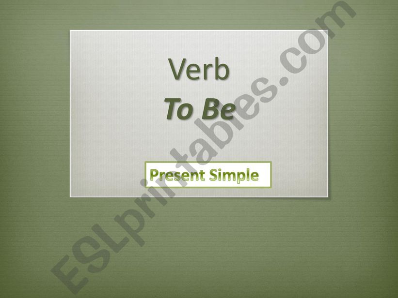 Simple Present - Verb to be powerpoint