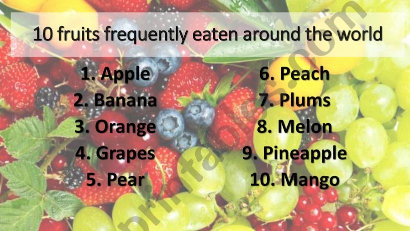 Top 10 fruits powerpoint