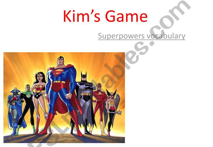 Kim�s game Superheroes vocabulary