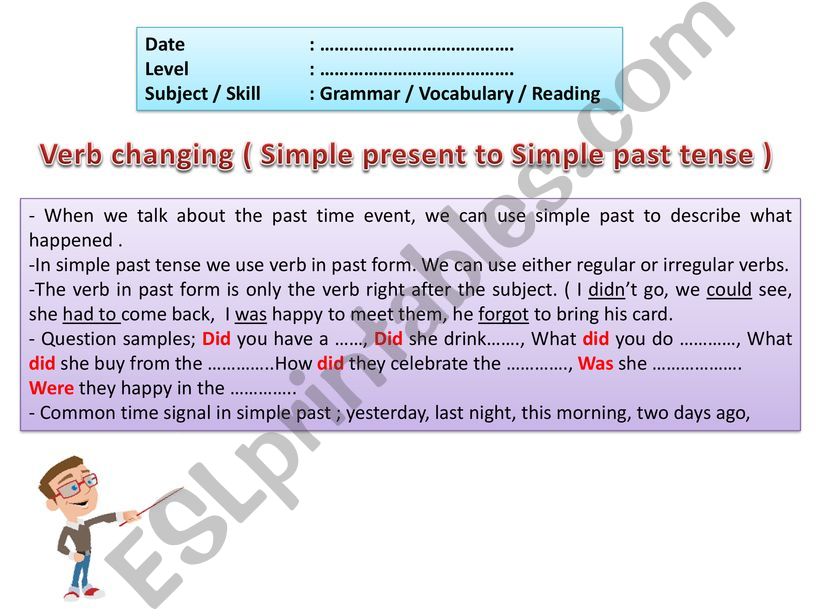 VERB CHANGING powerpoint