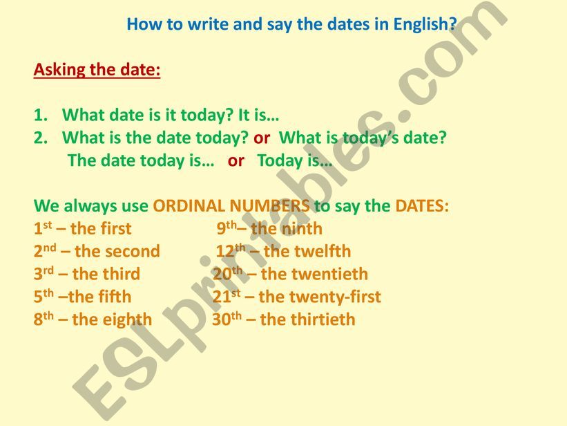 Dates and years powerpoint