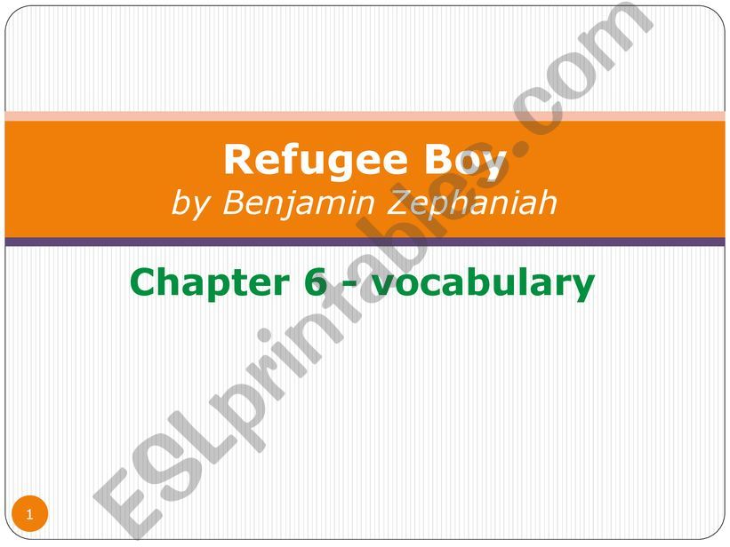 Refugee Boy-Chapter 6 vocabulary