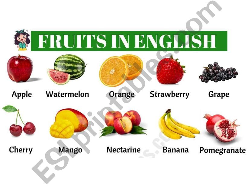 FRUITS IN ENGLISH powerpoint