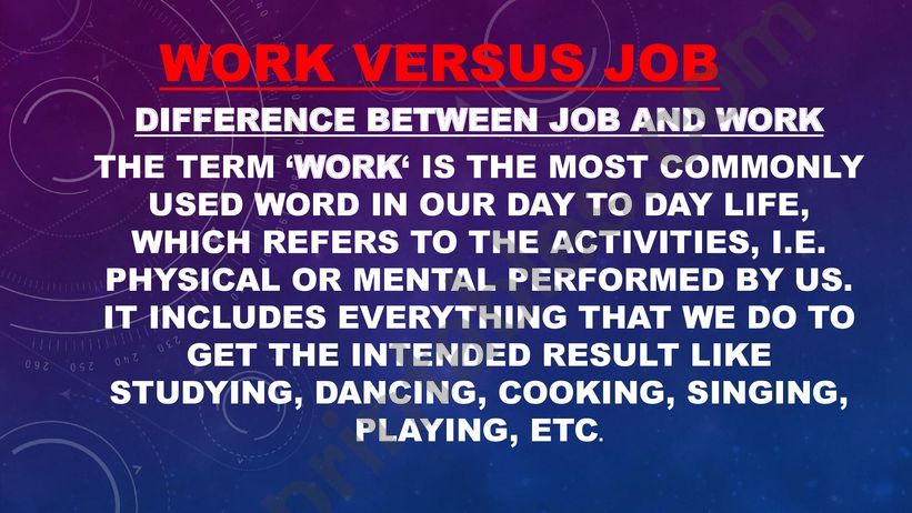 Work versus Job powerpoint