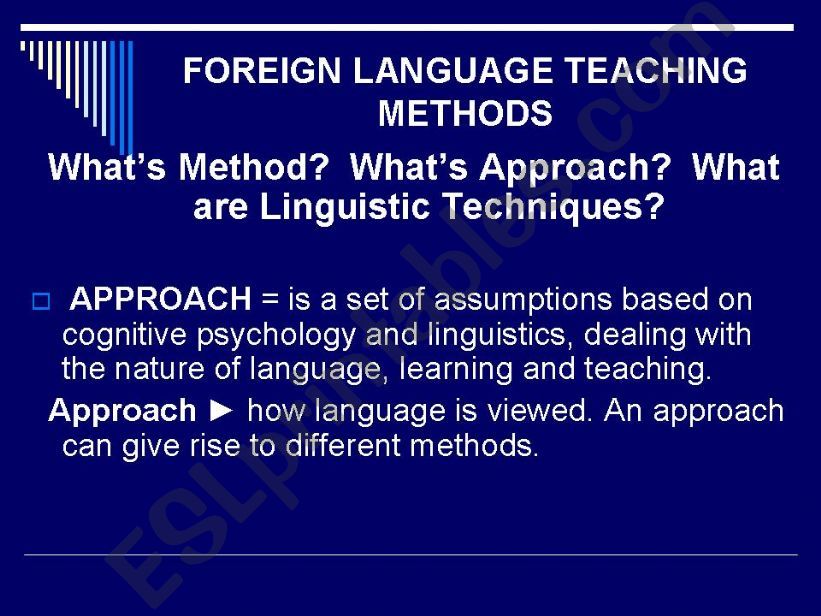 method/approach and linguistic techniques