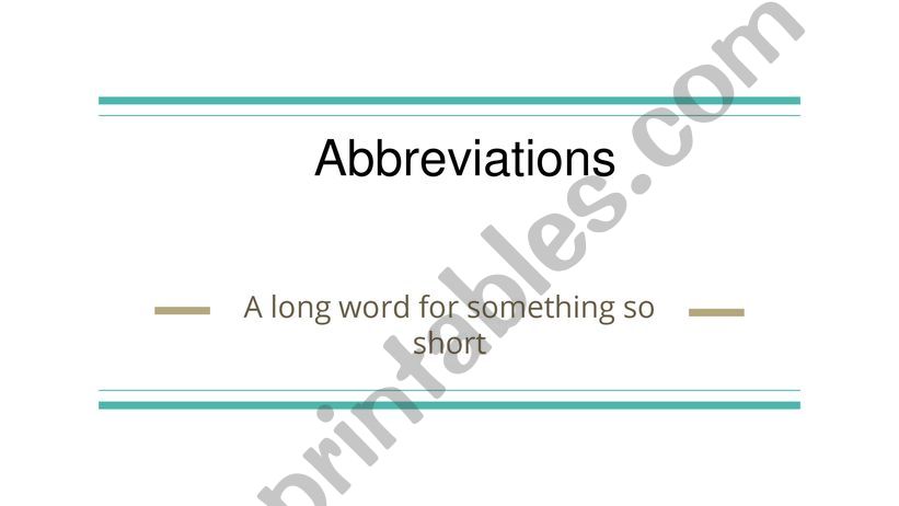 Grammar - Abbreviations Presentation