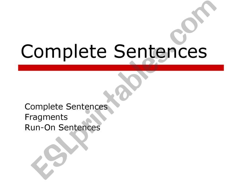 Complete Sentences Lesson powerpoint