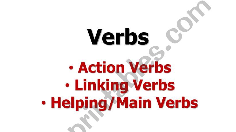 ESL English PowerPoints Lesson Types Of Verbs