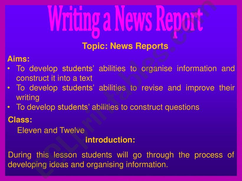 How to write a news report powerpoint