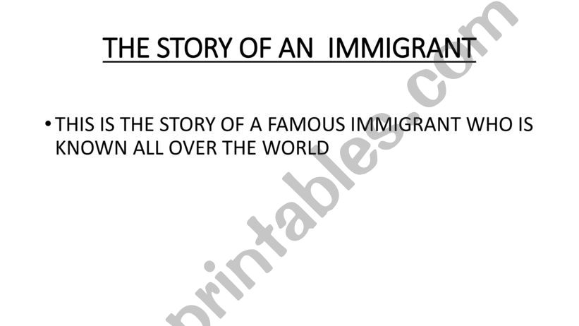 An Immigrant Story powerpoint