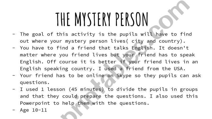 Who is the mystery person powerpoint
