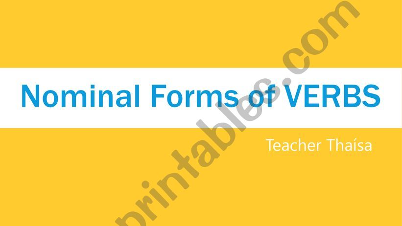 Nominal Forms of Verbs powerpoint