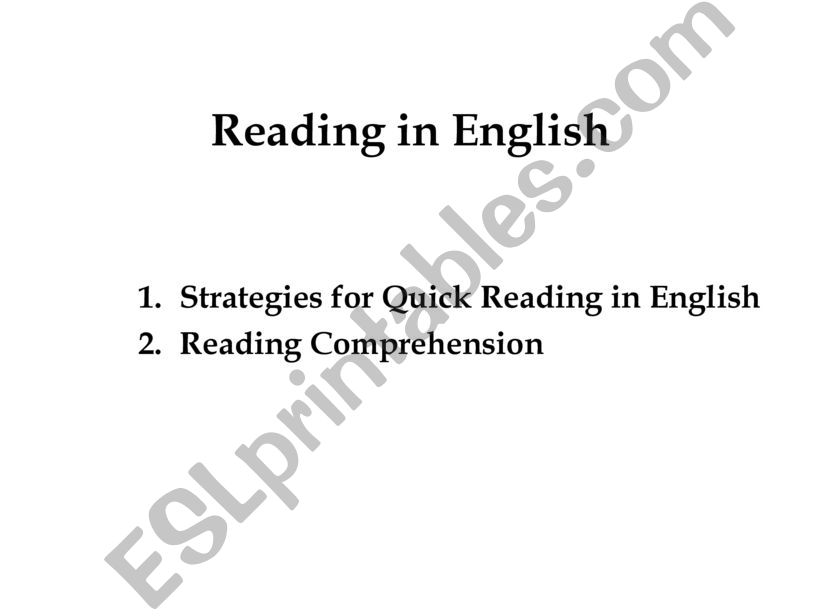 Reading in English powerpoint