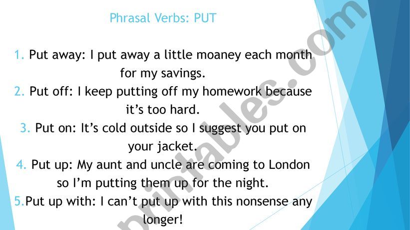 Phrasal Verbs - Put powerpoint