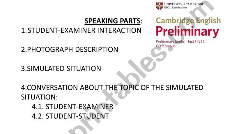 Cambridge Exam: ORAL TEST PARTS 3 AND 4