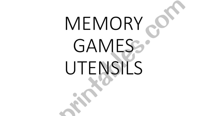 Memory Game for Utensils powerpoint