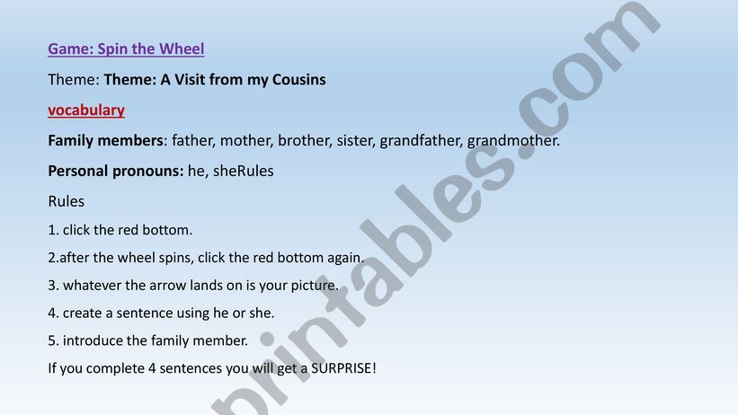 Spin the Wheel Family powerpoint