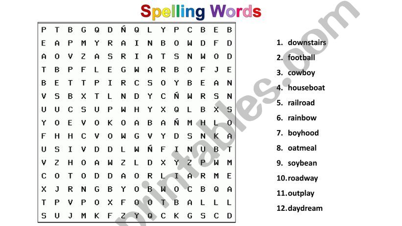 Spelling Word Search powerpoint