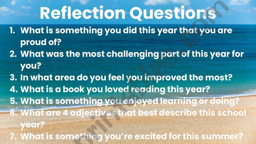 Year-end Reflection Questions powerpoint