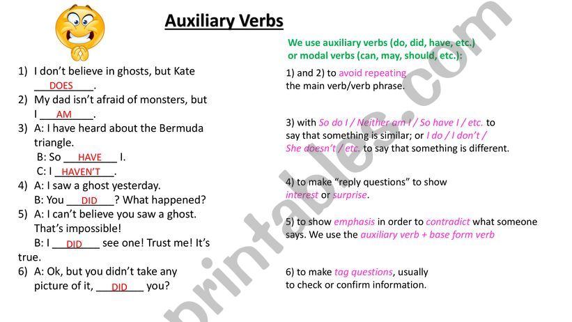 Auxiliary Verbs Presentation powerpoint