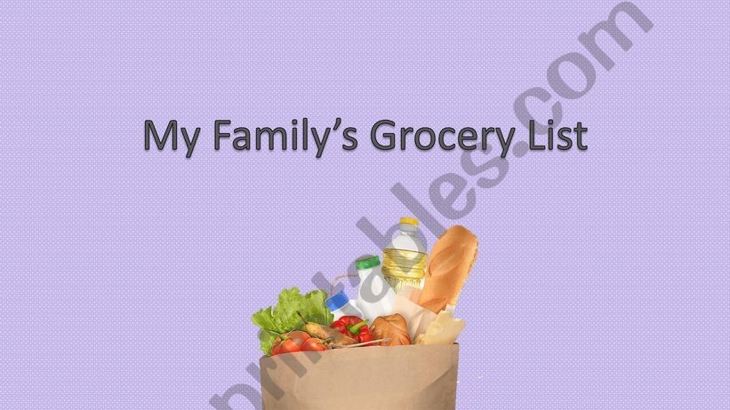 vocabulary of the shopping list 