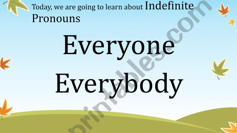 Indefinite Pronouns Part 1 powerpoint
