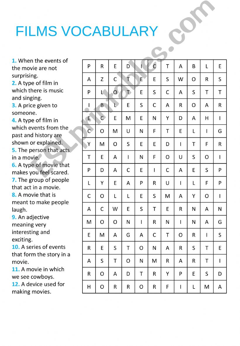 Films vocabulary powerpoint