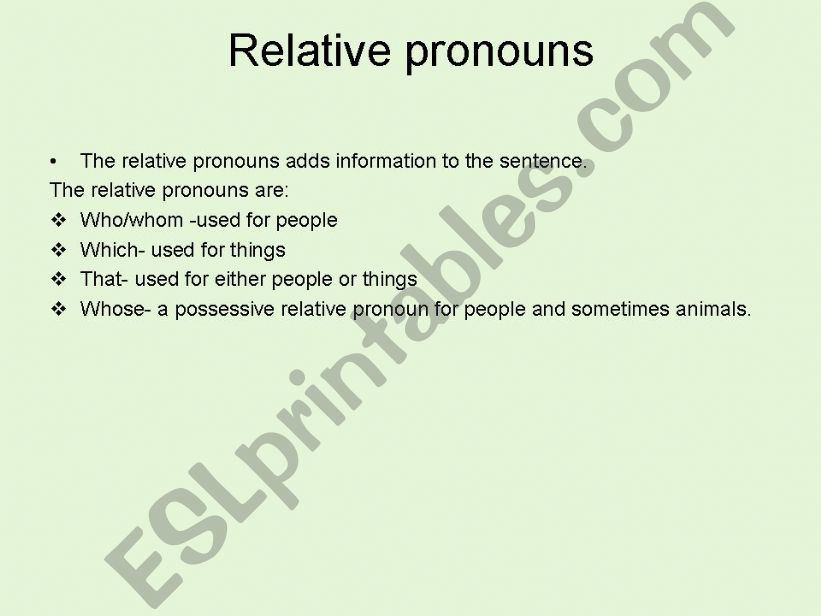 Relative pronouns powerpoint