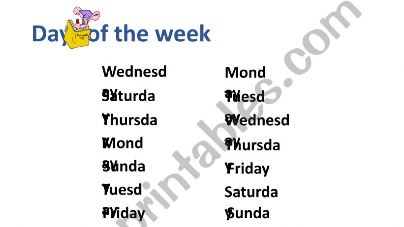 Days of the week and Month powerpoint